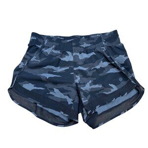 Athleta Printed Mesh Racer Run Short 4" Camo Black/Grey S